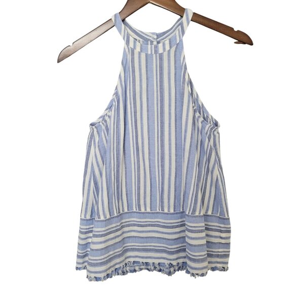 Bella Dahl Tops - Bella Dahl Anthropologie Linen Blend Halter Top Womens Size XS Blue Striped